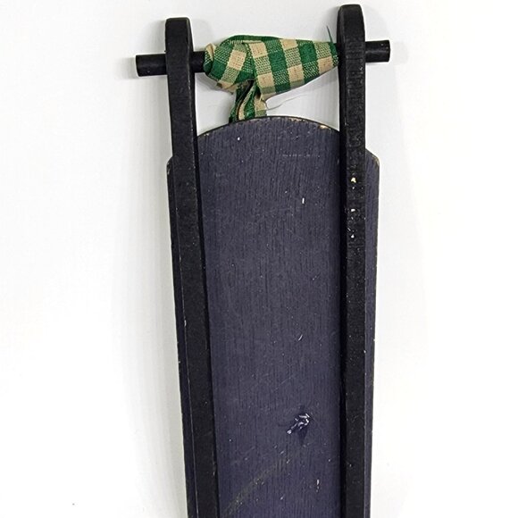 Snowman Sled + Bells Wood Country Cottage Farmhouse Christmas Holiday Ornament - Picture 4 of 7